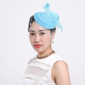 DIJON Chapeau Femmes Pince À Cheveux Plume De Mariage Casual Fascinator Coiffes Chapeau Maille Casque Classique De Mariée Floral Église Chapeaux