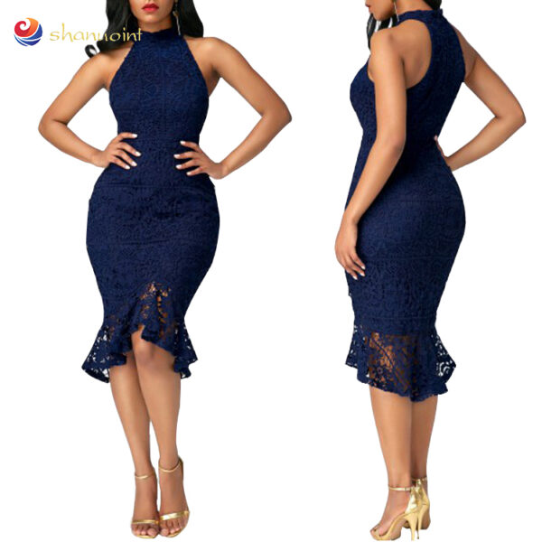 CHRISTELLE POONE, une robe de soirée en dentelle rouge styles africains robes dames élégante jupe formelle sans manches - Image 3