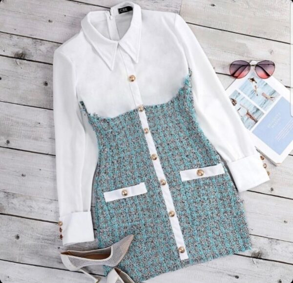 Robe CICERON, Robe boutonnée de haute qualité pour femmes élégantes avec poche à manches longues Costume Blazer Dress - Image 3