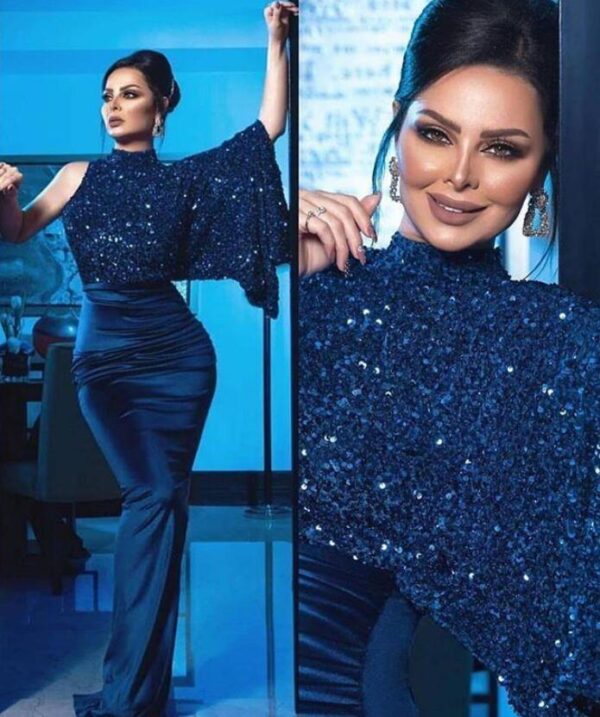 LAEL TM, Robe de soirée à paillettes de couleur unie