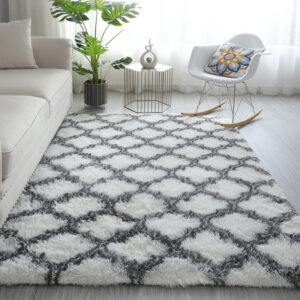TAPIS 5*7ft（152*214cm), Tapis d'intérieur moderne Shag, tapis de treillis de tapis de salon antidérapants en laine, pour tapis de salle à manger de décoration de chambre à coucher