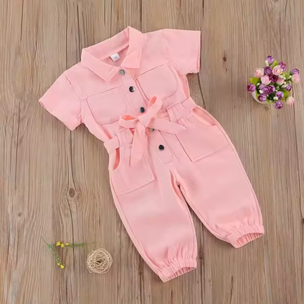Combinaison d'été en Denim rose pour enfants