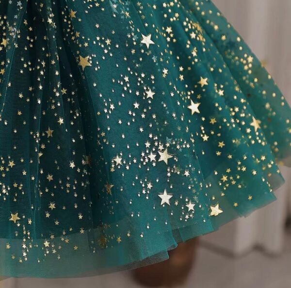 Robe TUTU à manches volantes, robe de princesse élégante avec étoiles imprimées - Image 4