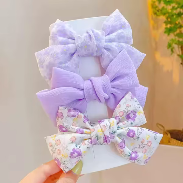 Ensemble de 3 pièces de pinces à cheveux avec nœud papillon, épingle à cheveux - Image 2