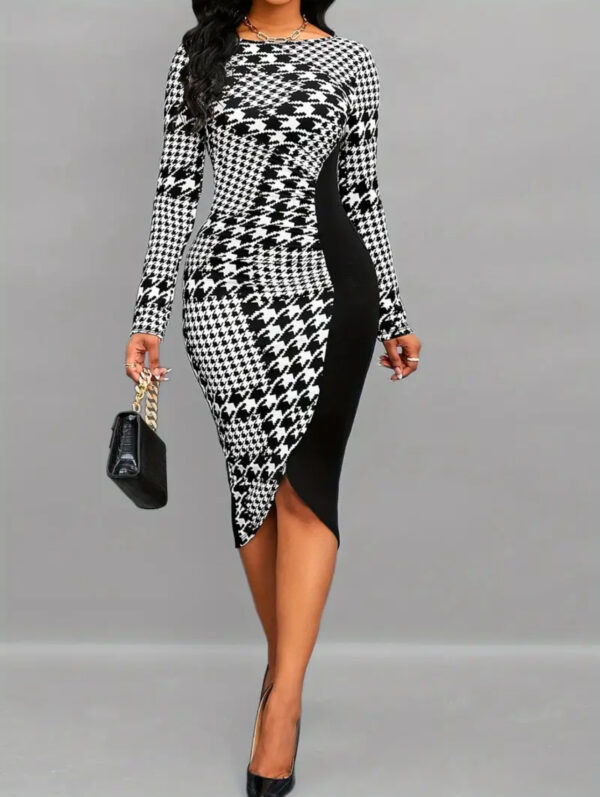 ROBE TULIP, robe col rond échancré hanche jupe queue de poisson avec robe