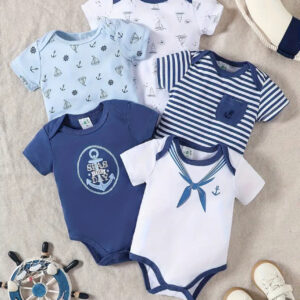 RICK WEAR, Nouveau Bateau pour bébé à manches courtes et combinaison bébé été bébé