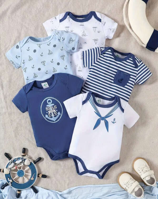 RICK WEAR, Nouveau Bateau pour bébé à manches courtes et combinaison bébé été bébé
