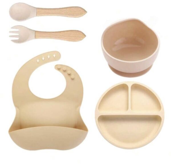COMBO KITTY SE, Vaisselle pour tout-petits, assiettes, cuillères, bol à ventouse, ensemble d'alimentation pour bébé en silicone